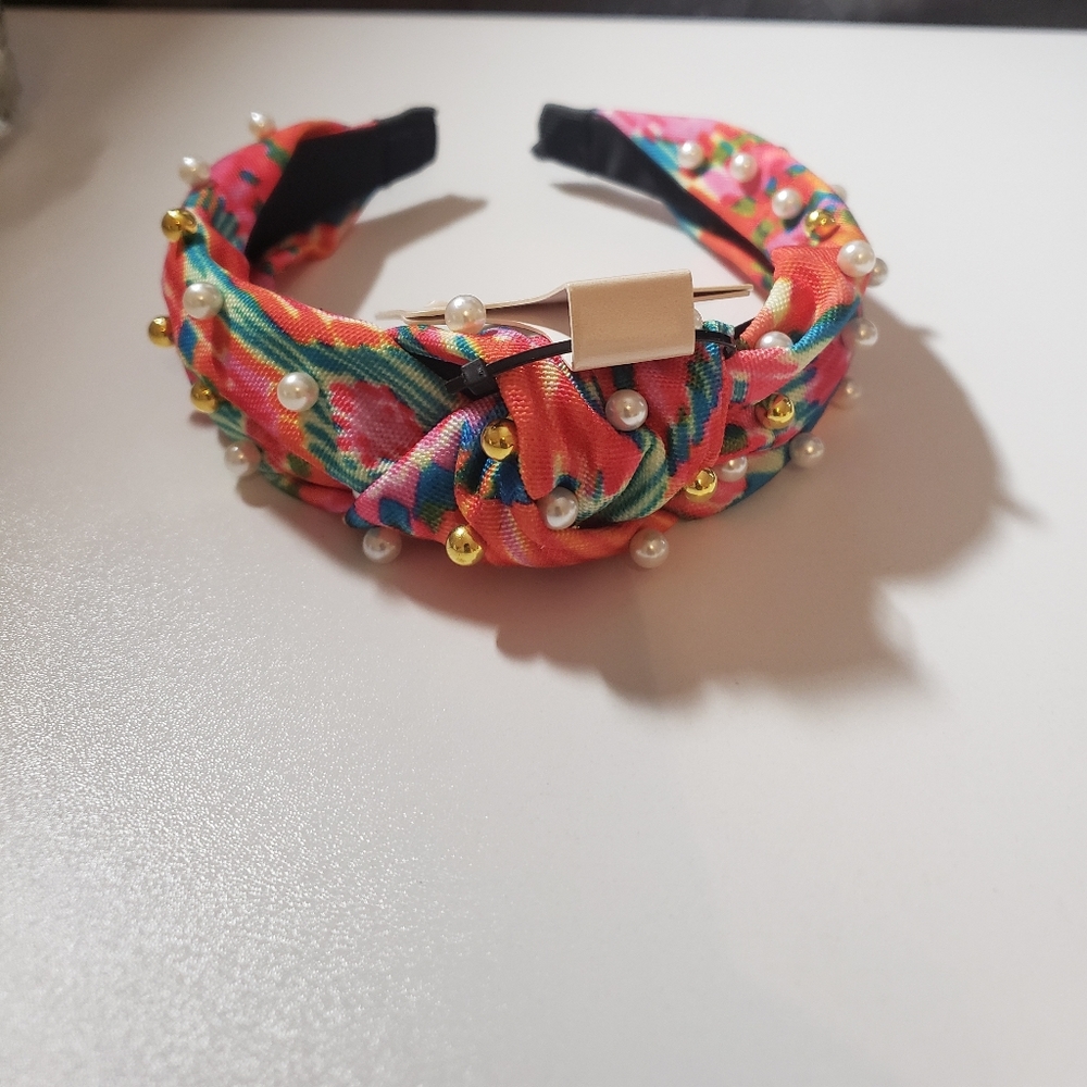 Floral Beaded Headband pearl Colorful